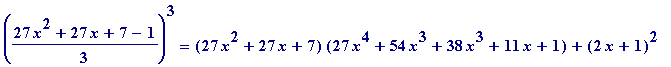 ((27*x^2+27*x+7-1)/3)^3 = (27*x^2+27*x+7)*(27*x^4+5...